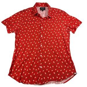 Bonobos Mens slim fit orange pineapple short sleeve shirt. Size L. Hawaiian